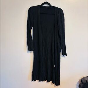 GU long duster black open cardigan ribbed fabric size medium